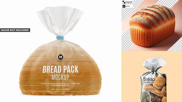 4252+ Bag with Sliced Bread PSD Mockup Front View Professional Quality Freebie PSD File