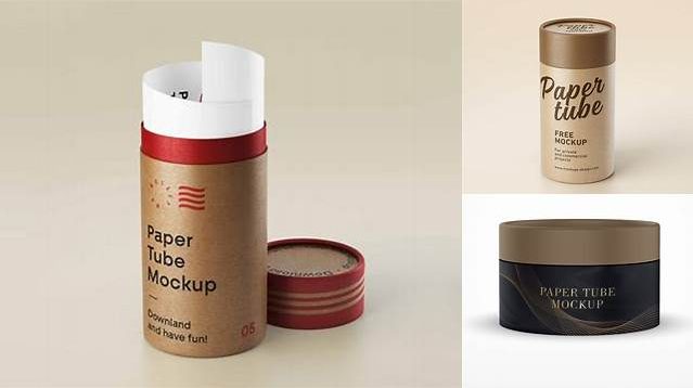 4252+ Matte Paper Tube PSD Mockup High-Angle Shot Digital Download PSD for Free