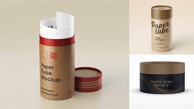 4252+ Matte Paper Tube PSD Mockup High-Angle Shot Digital Download PSD for Free