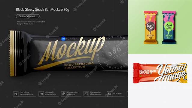 4254+ Glossy Snack Bar PSD Mockup Front & Side Views Free Graphic Design Resource