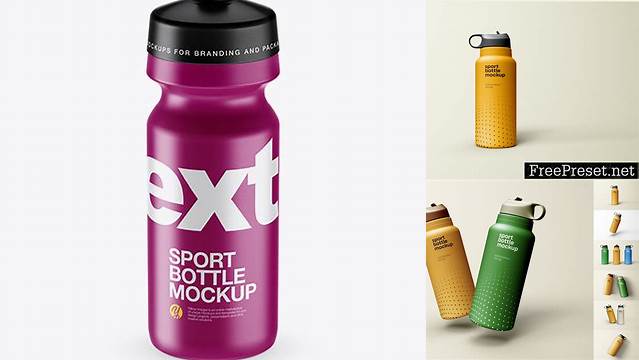 4256+ Textured Plastic Sport Bottle PSD Mockup High-Angle Shot Customizable Design Files