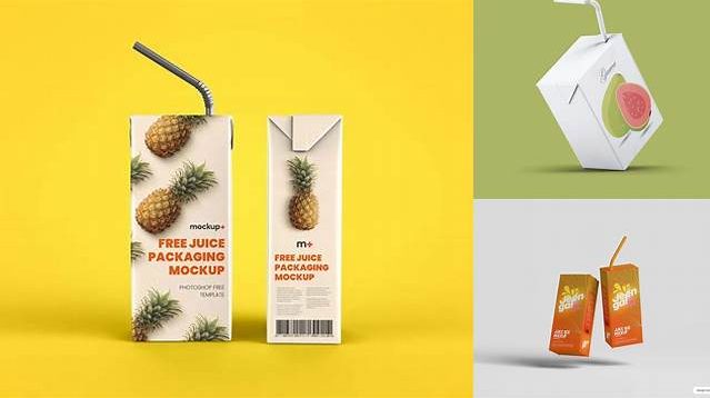 4258+ 250ml Juice Carton Package with Straw PSD Mockup Custom Mockup PSD for Free