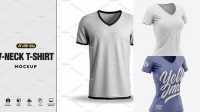 4262+ Women’s Slim-Fit V-Neck T-Shirt PSD Mockup Front Half-Side View Download Professional PSD