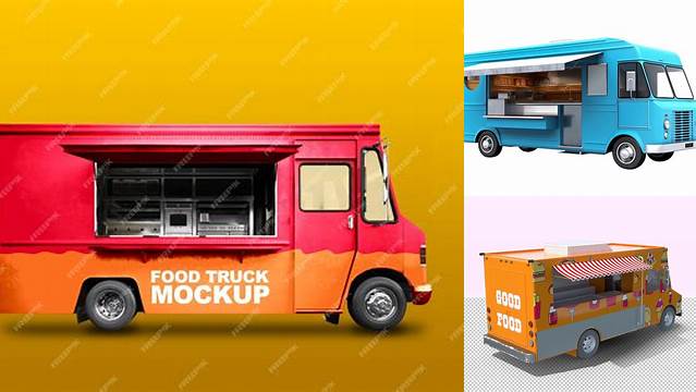 4265+ Foodtruck PSD Mockup Half Side View Creative Free PSD Graphic Design