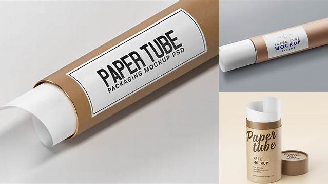 4265+ Glossy Metallic Tube With Paper Label PSD Mockup Front View Exclusive Editable PSD File