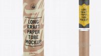 4268+ Extra Long Kraft Paper Tube with a Convex Lid and a Paper Label High-Angle View Advanced Photoshop Design Free