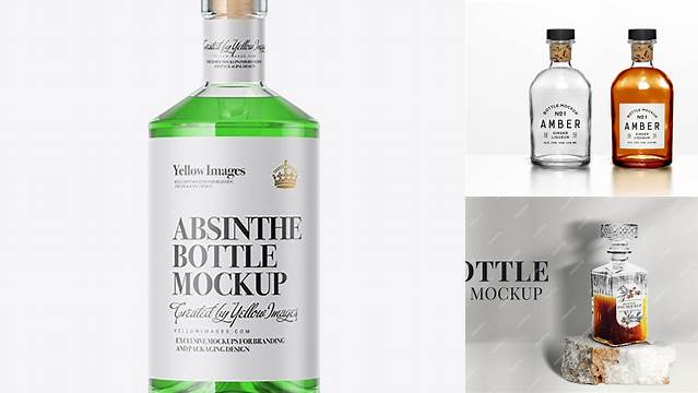 4271+ Clear Glass Bottle With with Alcohol Drink PSD Mockup Exclusive Free Photoshop Asset