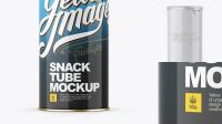 4271+ Medium Glossy Snack Tube PSD Mockup Front View Exclusive Layered PSD Mockup