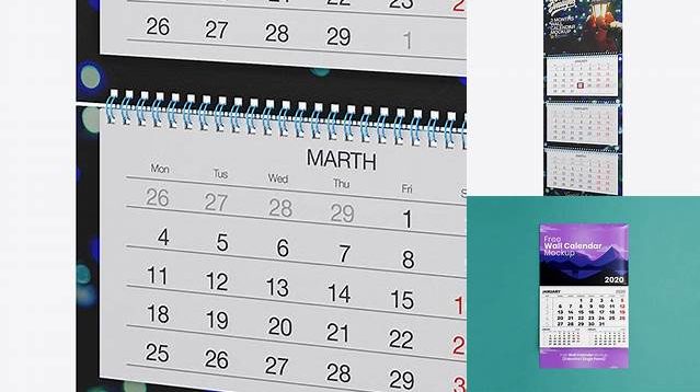 4276+ 3 Months Wall Calendar PSD Mockup Half Side View Exclusive Editable PSD File