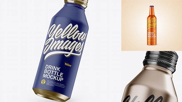 428+ Slanted Metallic Drink Bottle With Matte Finish PSD Mockup Exclusive PSD Design Freebie