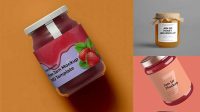 4280+ Mason Jar with Strawberry Jam PSD Mockup Photoshop Resource Free