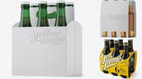 4283+ White Paper 6 Pack Green Bottle Carrier PSD Mockup Halfside View Exclusive and Stylish Design PSD