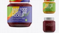 4286+ 141ml Babyfood Plum Puree Jar PSD Mockup Premium Free Graphic Resource