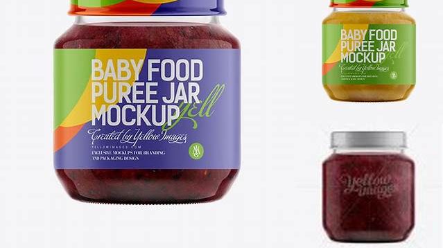 4286+ 141ml Babyfood Plum Puree Jar PSD Mockup Premium Free Graphic Resource