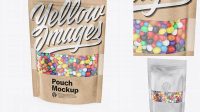 4287+ Kraft Stand-Up Pouch With Candies PSD Mockup Half Side View Fully Customizable Photoshop Freebie