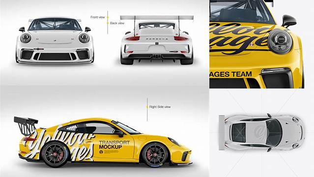 429+ Porsche 911 GT3 PSD Mockup Top View Versatile Photoshop File