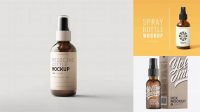 4290+ Amber Spray Bottle with Kraft Box PSD Mockup Custom Mockup PSD for Free