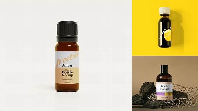 4293+ Amber Bottle with Batcher PSD Mockup Free Graphic Mockup PSD