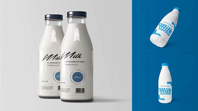 4295+ Plastic Bottle With Milk PSD Mockup Editable Photoshop File