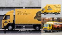 4298+ Box Truck PSD Mockup Left Side View Elegant Free Graphic Resource