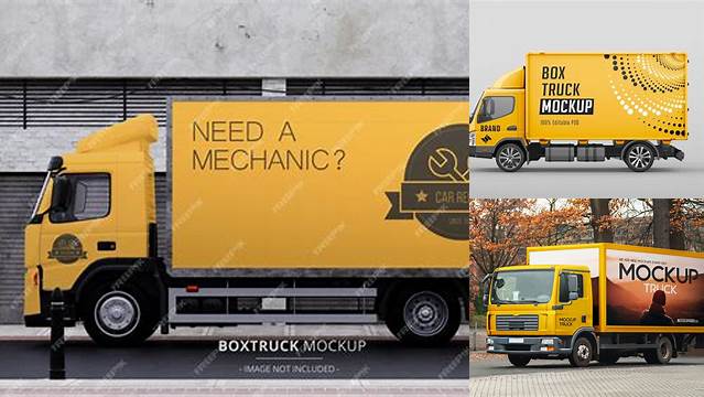 4298+ Box Truck PSD Mockup Left Side View Elegant Free Graphic Resource