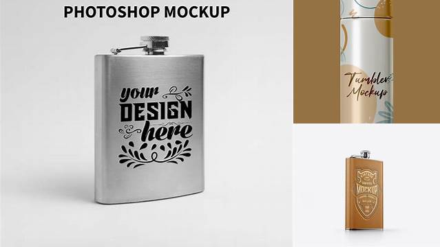 4302+ Steel Flask PSD Mockup Front View Editable and Customizable PSD