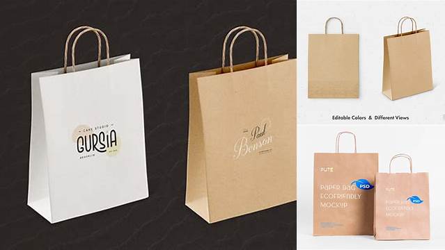 4303+ Two Paper Bags PSD Mockup Half Side View Creative Digital PSD Download