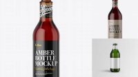 4305+ 500ml Dark Amber Glass Bottle With Red Beverage PSD Mockup Smart Design Template Free