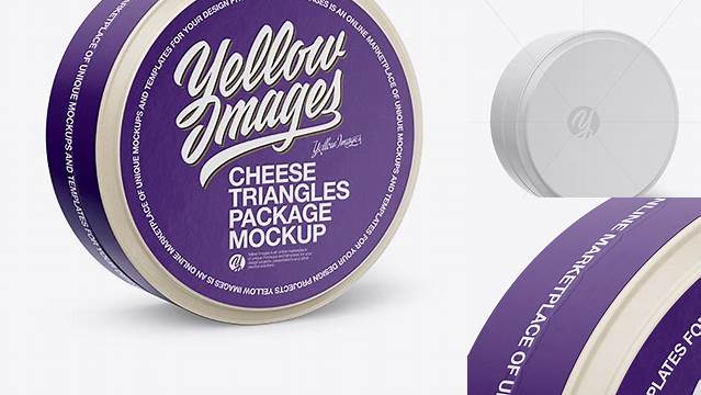 4306+ 24 Cheese Triangles Package PSD Mockup Half Side View Unique High-Resolution Design Freebie