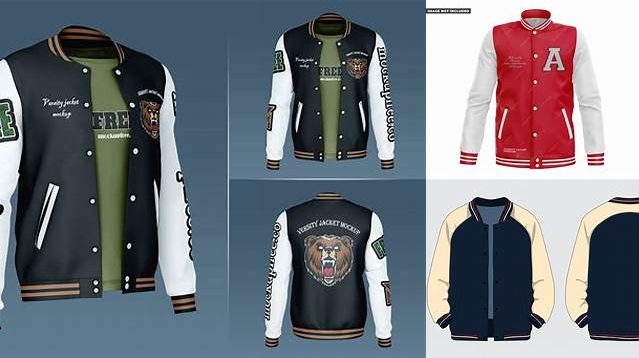 4313+ Men’s Varsity Jacket PSD Mockup Front View Digital Download