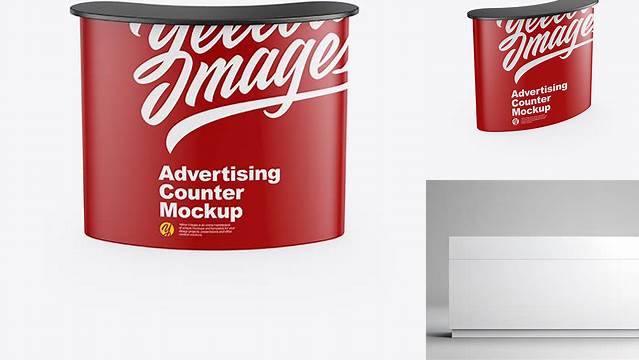 4316+ Matte Advertising Counter PSD Mockup Front View High-Angle Shot Custom PSD Mockup Template