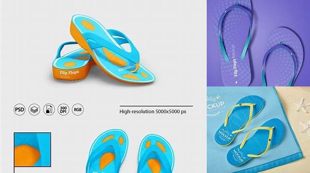 4316+ Matte Flip Flops PSD Mockup Top View Editable and Customizable PSD