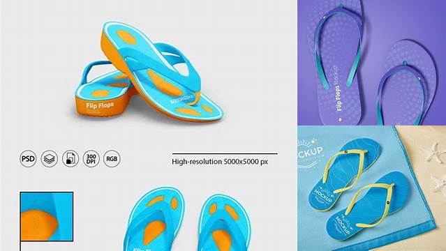 4316+ Matte Flip Flops PSD Mockup Top View Editable and Customizable PSD