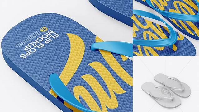 4317+ Flip Flops PSD Mockup Half Side View High Angle Shot Professional Quality Freebie PSD File