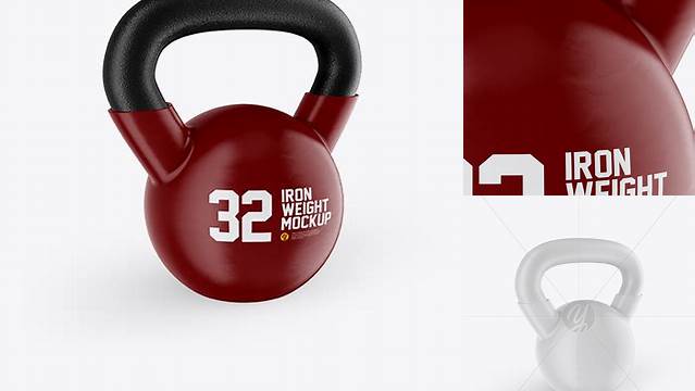 4317+ Glossy Vinyl Coated Cast Iron Weight PSD Mockup Half Side View Editable Graphic Free PSD