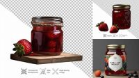 4319+ Glass Jar with Strawberry Jam PSD Mockup Front View Premium Quality PSD Freebie