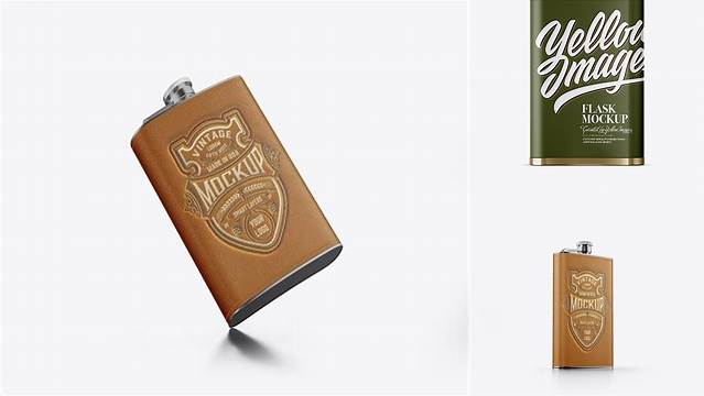 432+ Steel Flask With Matte Wrap PSD Mockup Front View Exclusive and Stylish Design PSD