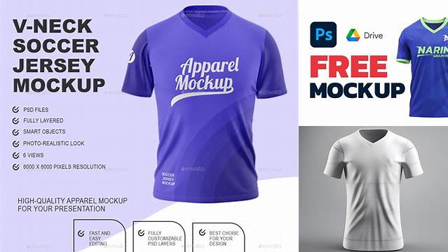 4320+ V-neck Jersey Mockup Free High Resolution