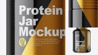 4321+ Protein Jar In Glossy Shrink Sleeve PSD Mockup Creative Layered Mockup Freebie