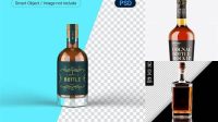 4322+ Glass Bottle with Cognac PSD Mockup Front View Smart Object PSD Template