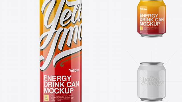 4323+ 250ml Aluminium Can With Glossy Finish PSD Mockup Eye-Level Shot Free Mockup PSD Template