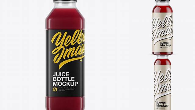 4324+ Clear PET Cherry Juice Bottle PSD Mockup Creative Free Photoshop Template