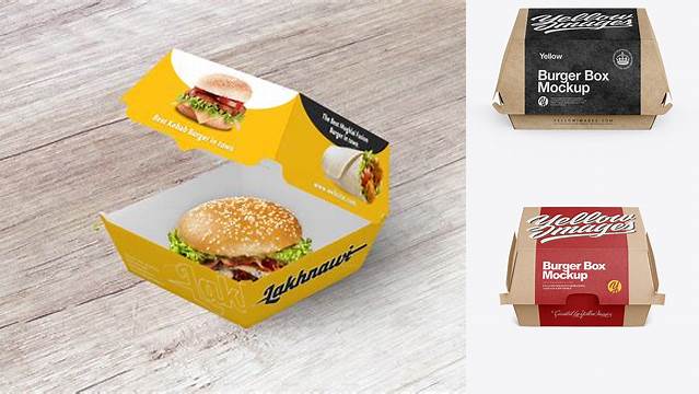 4326+ Kraft Burger Box PSD Mockup Front View High-Angle Shot High-End Layered Mockup Free