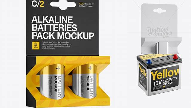 433+ 2 Pack Metal Battery C PSD Mockup Halfside View Premium Mockup Freebie