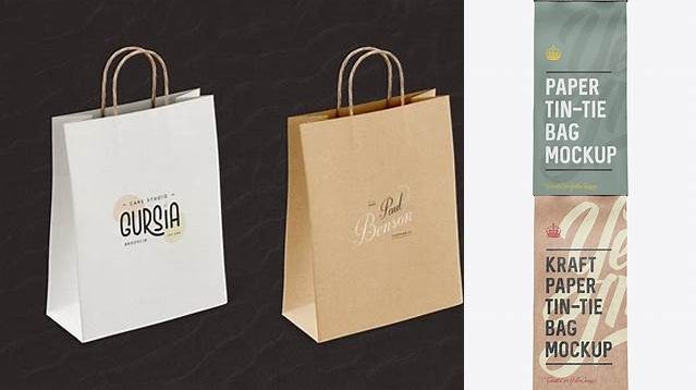 433+ Paper Bag with a Kraft Paper Tin-Tie PSD Mockup Front View Free Mockup Templates