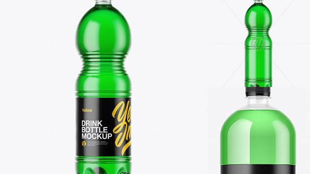 4330+ 1.5L Clear Plastic Green Drink Bottle PSD Mockup Smart Editable Design Mockup