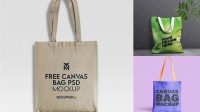 4334+ Canvas Bag PSD Mockup Half Side View High-Angle Shot Layered PSD File Free Download