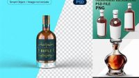 4336+ Clear Glass Bottle With Cognac PSD Mockup Advanced Photoshop Template