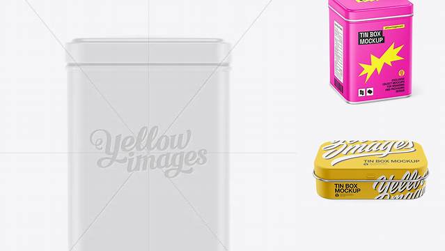 4336+ Matte Tin Box PSD Mockup Front View Smart Design Template Free