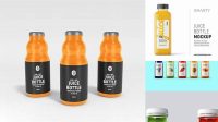 4346+ Glossy Juice Bottle PSD Mockup High-Angle Shot Smart Object PSD Template